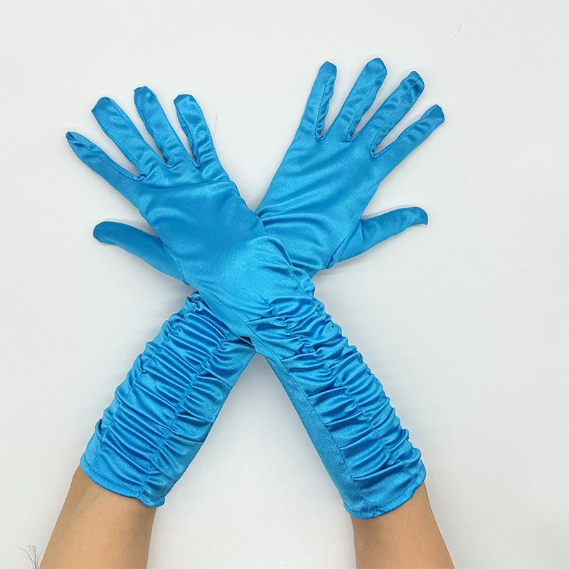 

Свадебные перчатки для невесты Женские перчатки с драпировкой для сценического выступления Свадебные перчатки Сатиновые атласные перчатки average size