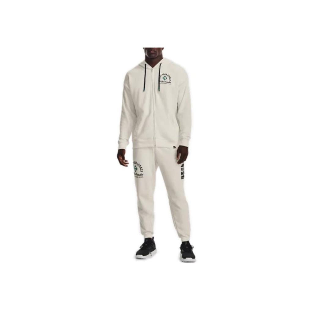 Under Armour Letter Pattern Printed Zip-Up Hoodie Men Hoodies Ivory 1377436-130