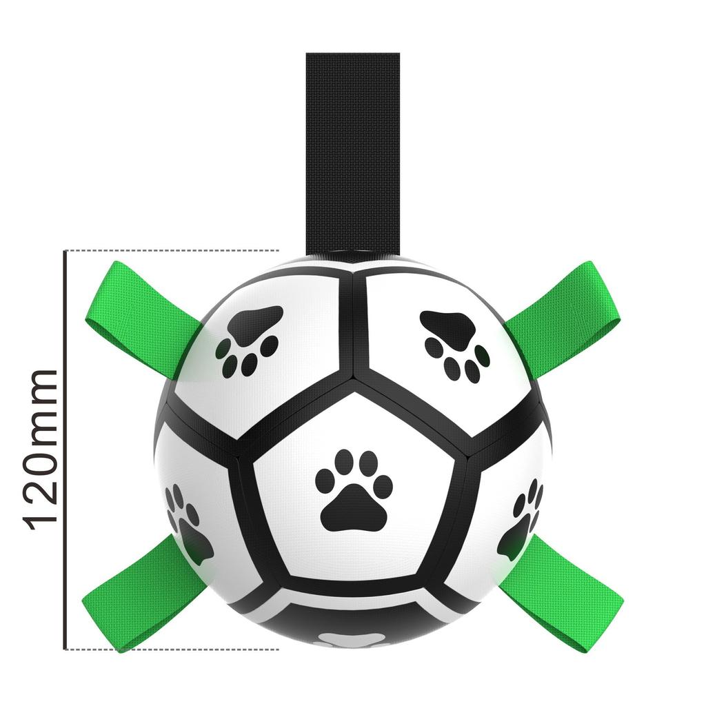 Interactive Durable Dog Soccer Ball Toy With Straps TPU Nylon Bite Resistant Chew Training Outdoor Fetch for Large Small Dogs