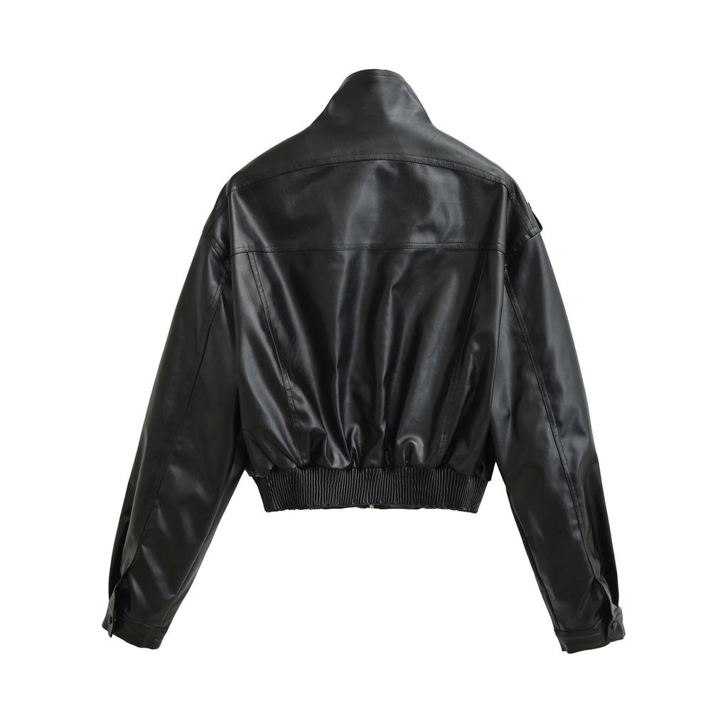 European and American style, new women's clothing, fashionable, casual, imitation leather effect short coat 4749/701