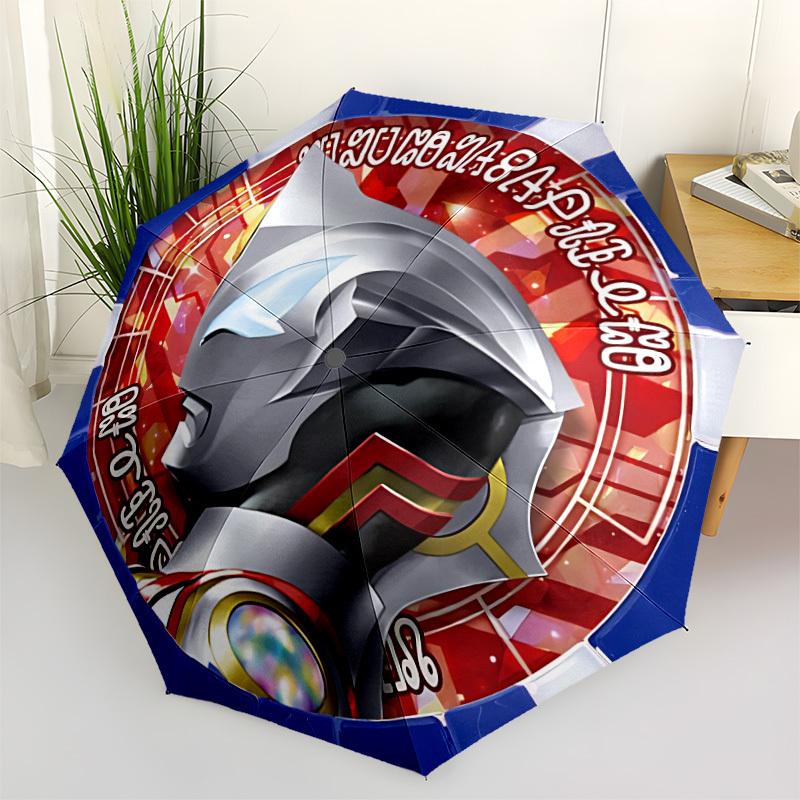 

1pc Ultraman Automatic Folding Umbrella - 8-Rib Durable Iron Frame, Compact Portable for Daily Travel, Intricate Patterns yy251125250