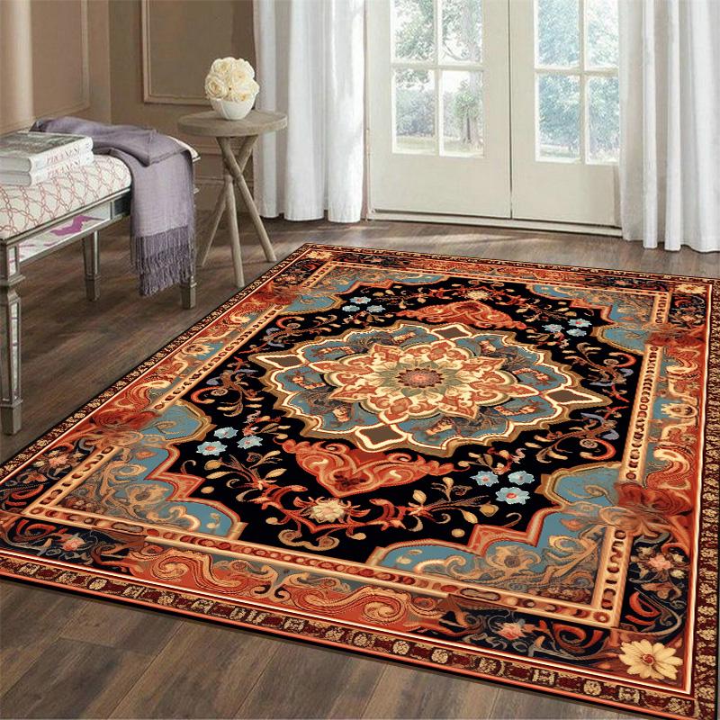 Vintage Persischer Roter Teppich Wohnzimmer High-End Luxus Retro Teppich Rutschfest Große Fläche Schlafzimmer Dekora Teppich Lounge Matte Waschbar