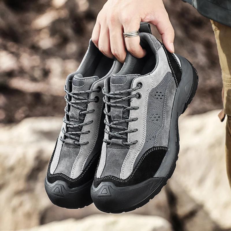 Fashion 2025 Men's Casual Shoes Spring Summer Outdoor Hiking Sneakers Retro Splicing Leather Mesh Climbing Footwear Male