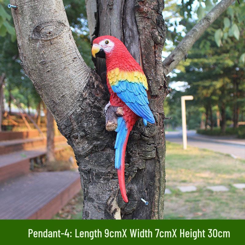 Parrot Tree Decoration: Cross-border Bird Model Resin Ornament for Courtyard