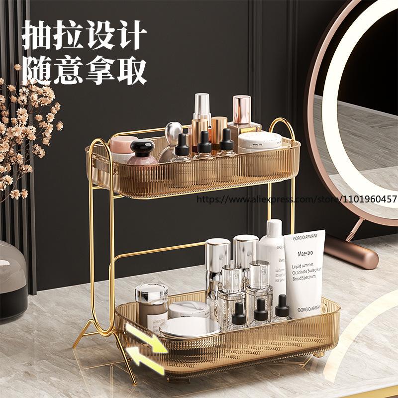 Clear Acrylic Makeup Organizer Shelf Desktop Cosmetic Storage Rack for Bathroom Vanity Skincare Countertop