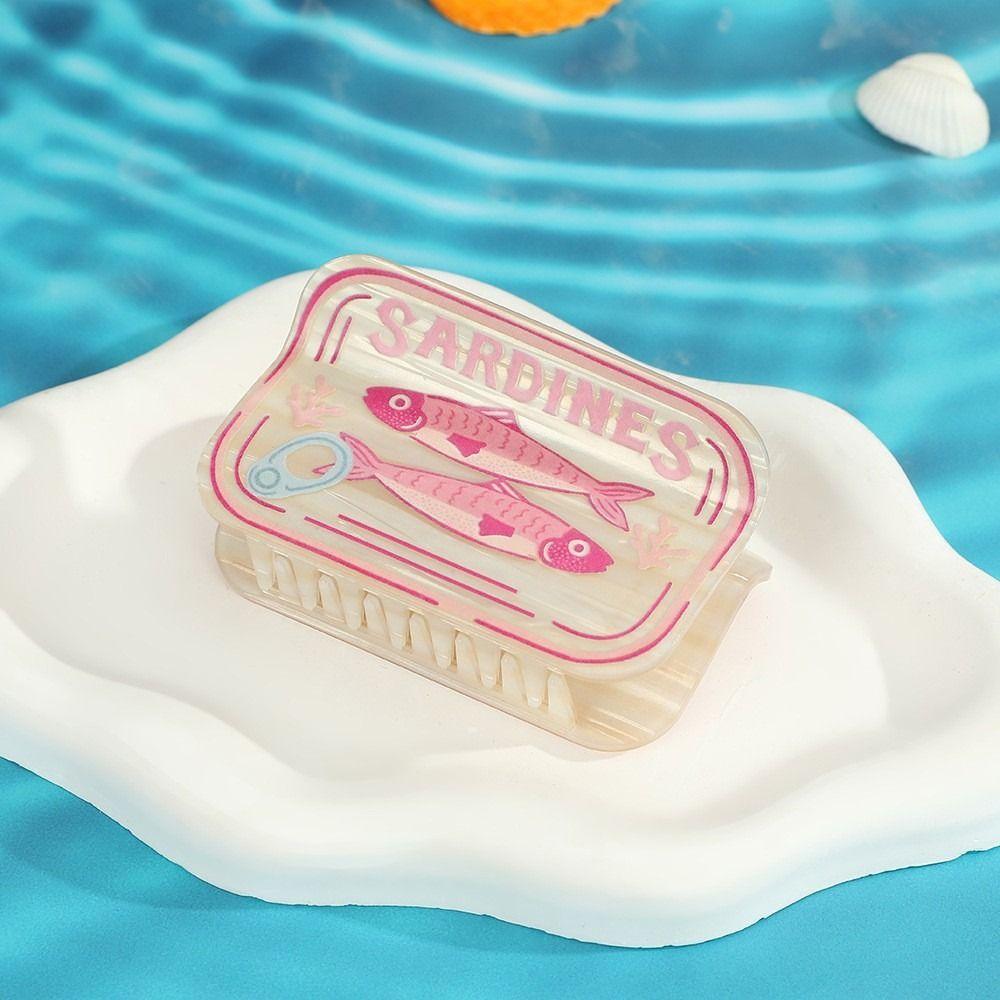 Sardine Can Small Fish Hair Clip Hairpin Square Fish Grab Clip Ocean Animal Hair Claw  Streetwear