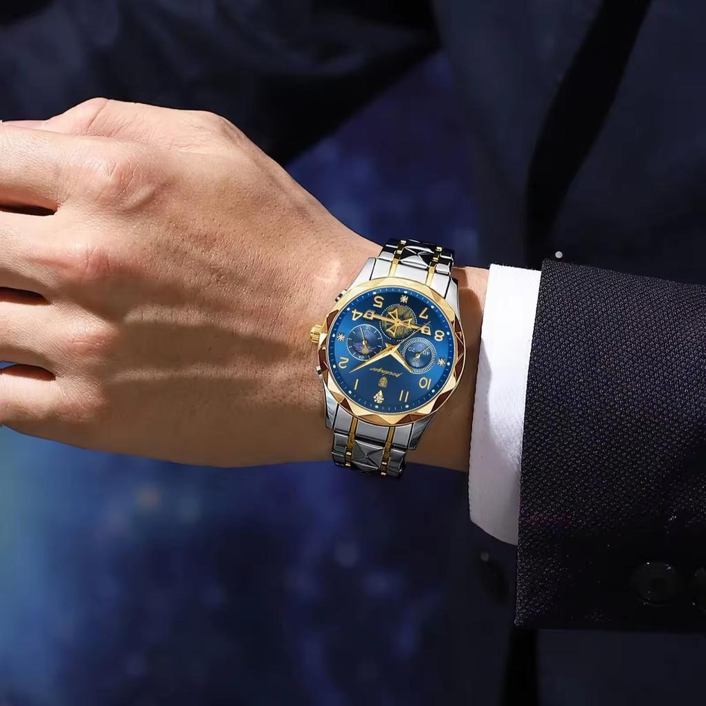Poedagar 972 Luxury Men Watch Quartz Movement Stainless Steel Waterproof Luminous Casual Business Fashion Wristwatch
