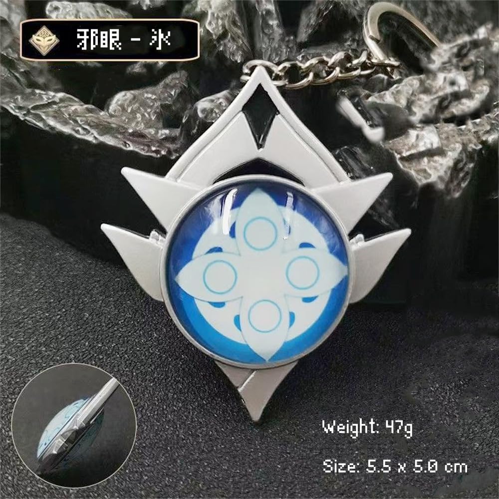 Genshin Impact Snezhnaya Ice Evil Eye Moe School Cultural Key Mobile Photo Souvenir [Sizuuenn] Keychain, Luminous, Cosplay, Merchandise, Festival,