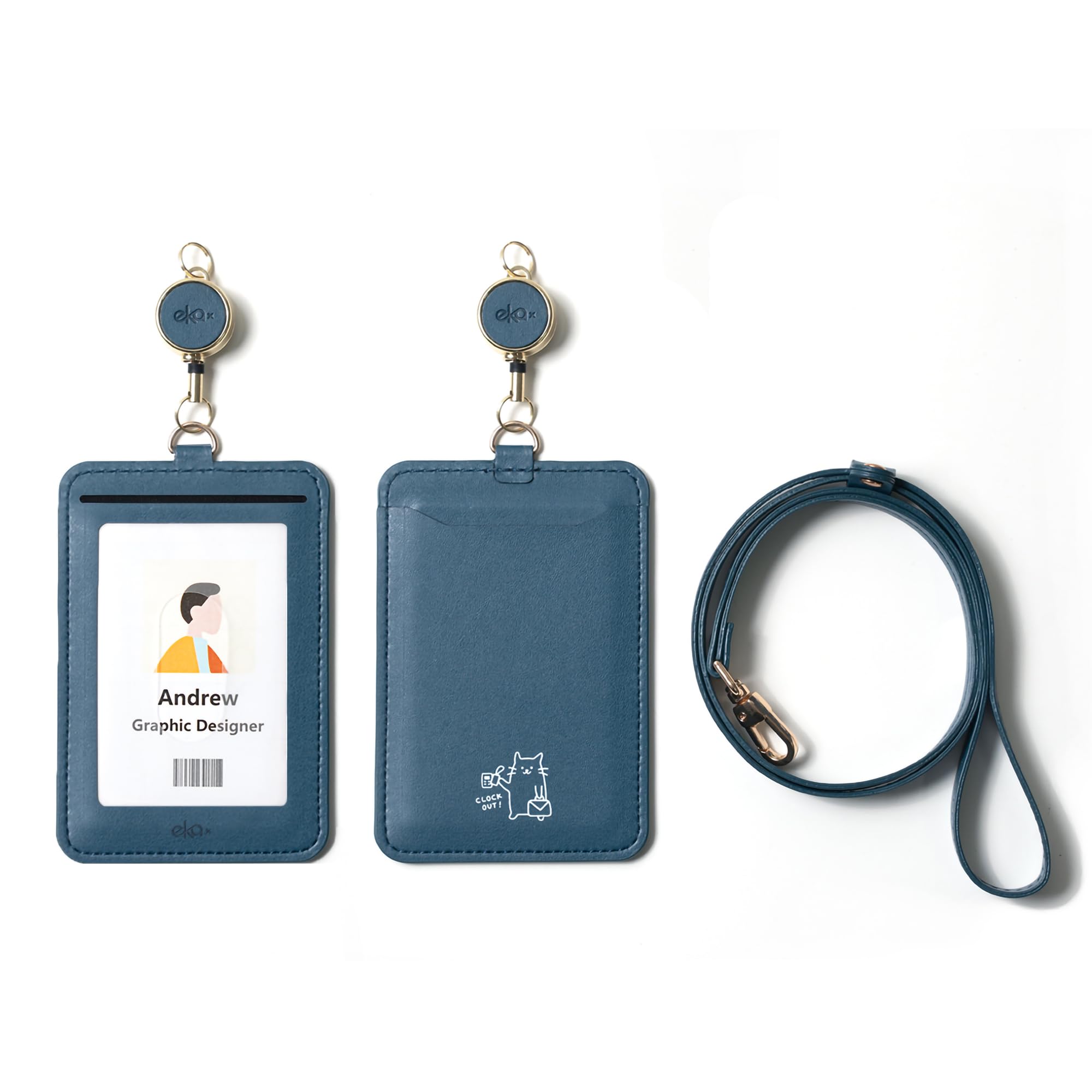 

ekax ID-Карта Имя Шея Держатели 2 Вертикальные Выдвижные Регулируемые ID-Карта Сотрудника Проездной Чехол для Проездного Кот Темный Держатель, Держатель, Ремешок, Карты, Дизайн, синий