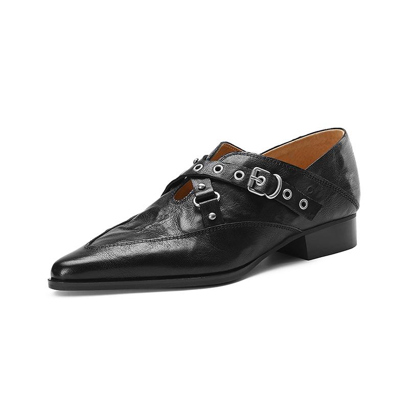 

Fashion 2025 New Women Pumps Thick Heels Fashion Pointed Toe Mature Genuine Leather Spring Summer Basic Office Ladies Women Heels Shoes 34 чёрный