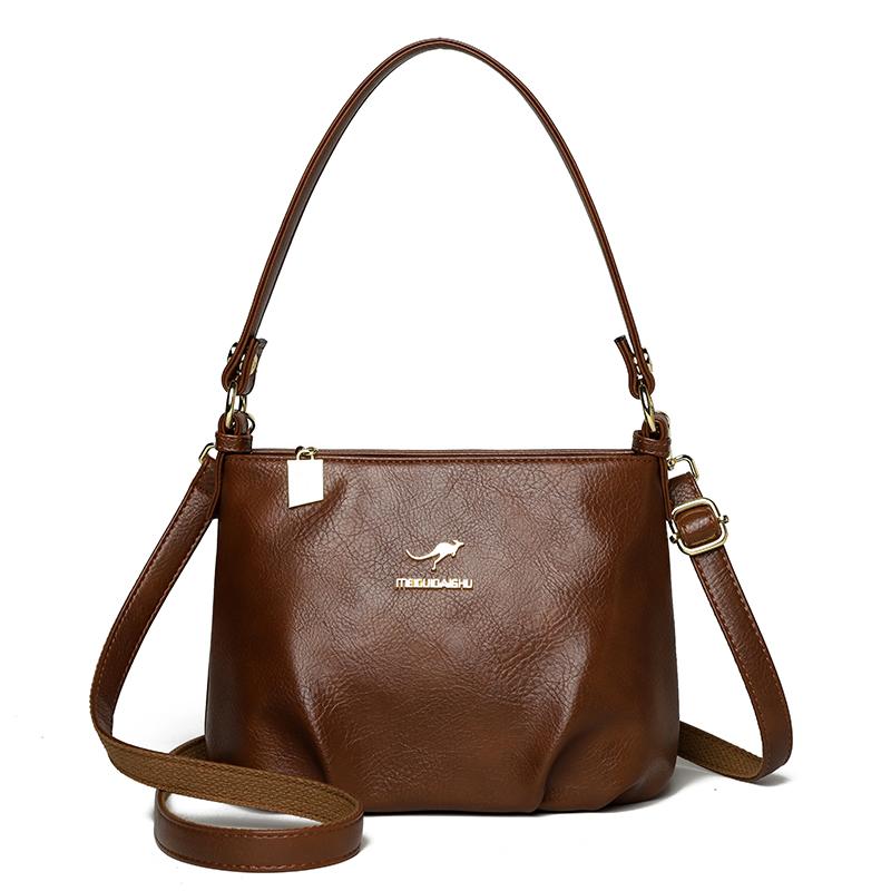 Borsa a Spalla Vintage da Donna in PU Grande Capacità Borsa a Tracolla Piccola Quadrata