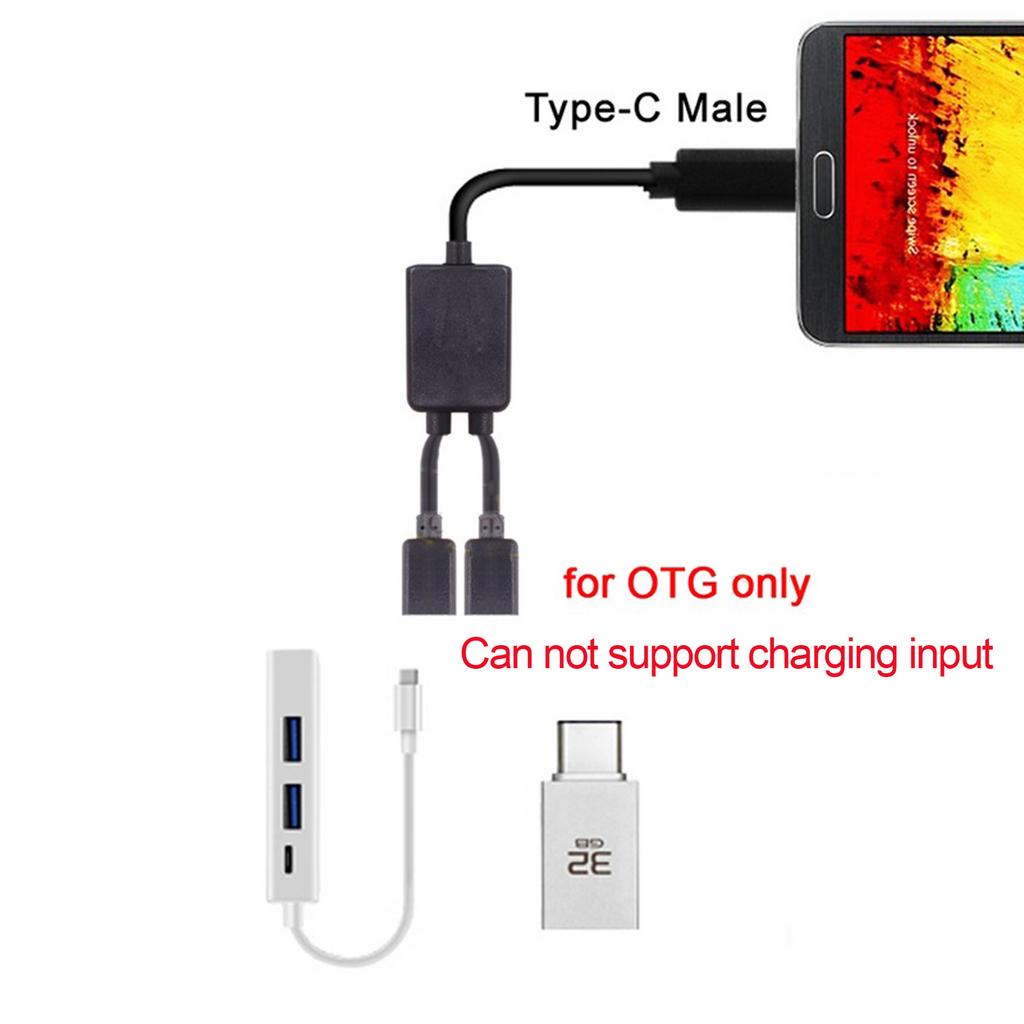 Type C 1 Male To 2 USB C Type C Female OTG Cable for Computer Laptop Cellphone