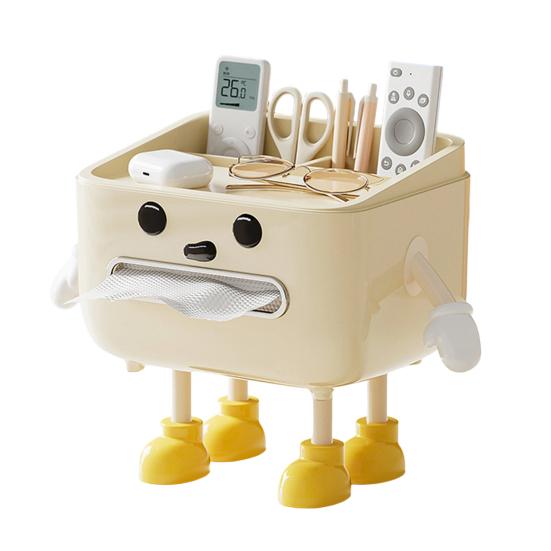 Söt servettlådsöverdrag Servettlådsställ med ben och telefonhållare Multifunktionell servettutdelare med fack för hemmakontoret