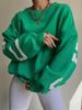 Stylish Loose Thick Long Sleeve Top Women Casual Print Pullover Sweatshirt