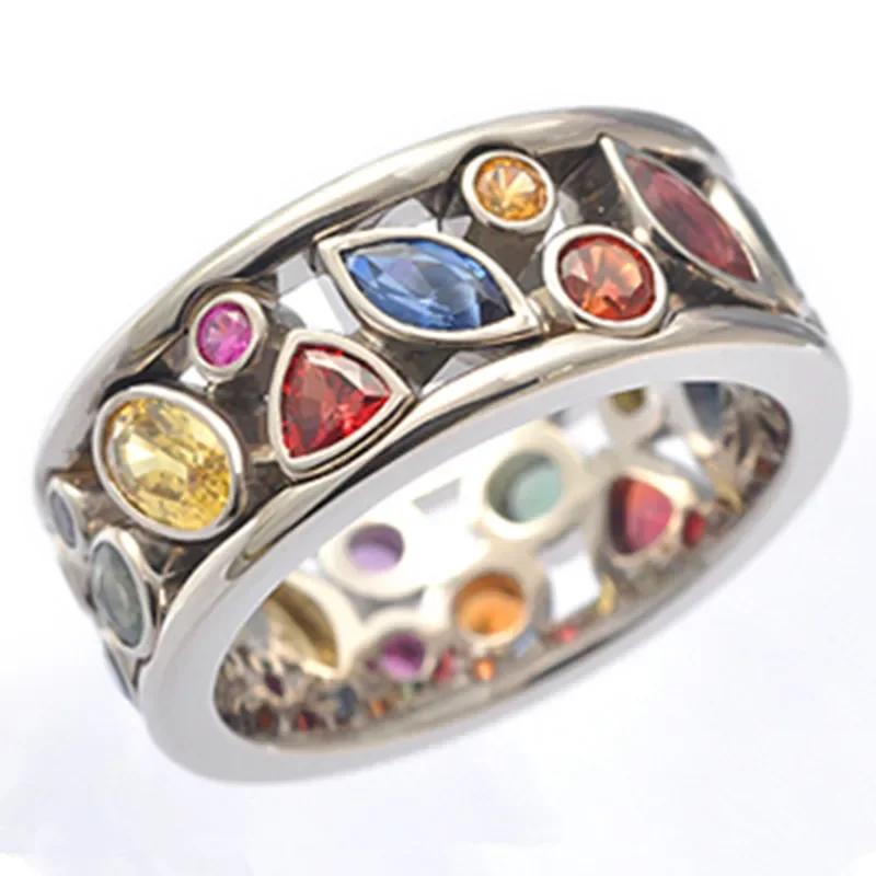 Aesthetic Enamel Flower Finger Ring for Women Wedding Party New Silver Luxury Cubic Zirconia Jewelry Gift