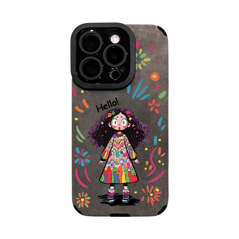 

Ремешок Graffiti Girl Подходит для чехла для мобильного телефона Apple 16pro 15 Ретро Мех 14 Силиконовый Противоударный 13/12 Мягкий Redmi K30S