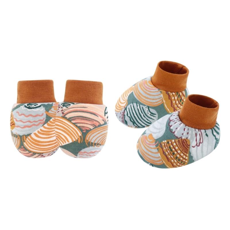 Set of 1 Infant Cotton Mittens Anti Scratch Hand Cover Soft Breathable Warm Gloves & Socks for 0-6M Boys Girls