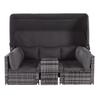 Rattan Sun Island Seating Set, Sofa with Canopy, Footrest, Armchairs, and Table, Outdoor Garden Furniture, Lounge Furniture for Balconies and Gardens,