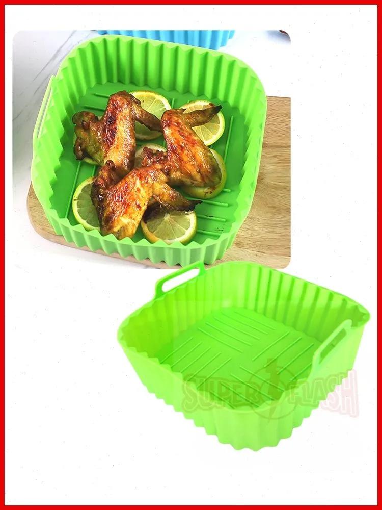Food Grade  Fryer Silicone Baking Tray High Temperature Resistant Silicone Thick Baking Tray Cake Pizza Non-stick Baking Tray