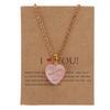 Heart Diamond Necklace For Women Girls With Natural Stone Jewelry Dainty Gift Wrapped Heart Pendant Pink Necklace Decor