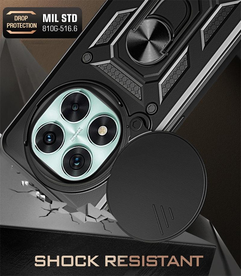 Funda For Redmi Note 14 Pro 5G Case Shockproof Armor Slide Lens Back Cover For Redmy Note14 Note14pro Plus 5G Ring Stand Cases