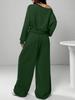 Women's Casual Solid Color Off-Shoulder Knit Sweatshirt Set