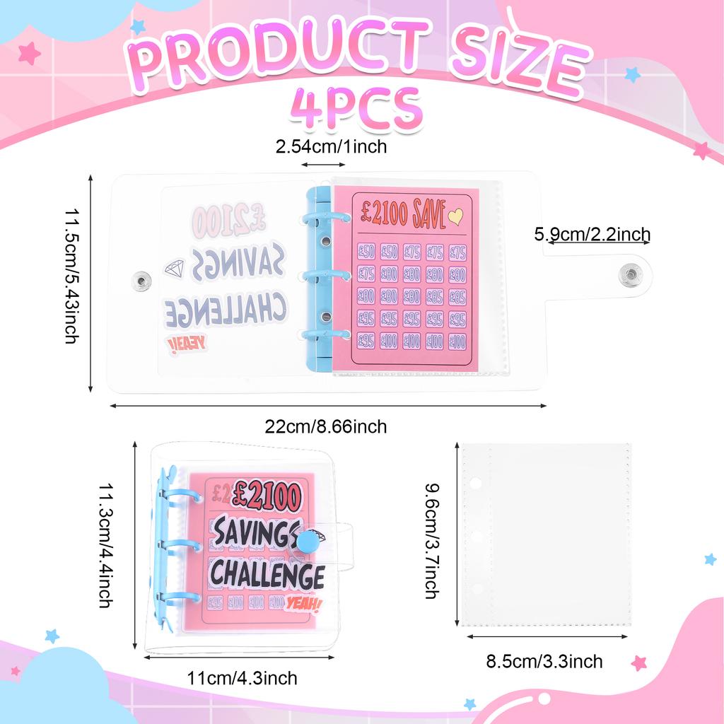 Mini Money Savings Challenge Binder, £5000 £2100 £1000 £500 Cash Envelopes Reusable Money Saving Wallet With Cash Stuffing For