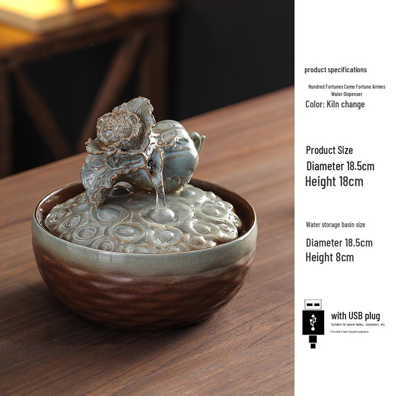 Kolo bohatství Feng Shui: Stolní vodní fontána s tekoucím míčem pro hojnost