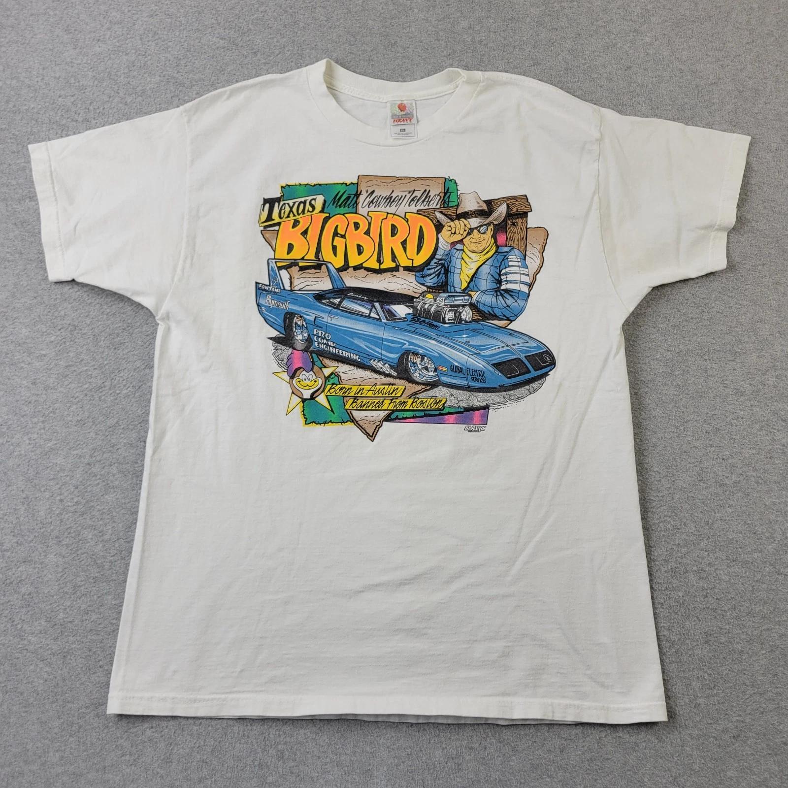Texas Big Bird Plymouth Superbird Shirt Mens XL VTG Y2K Western Cowboy Graphic 3XL