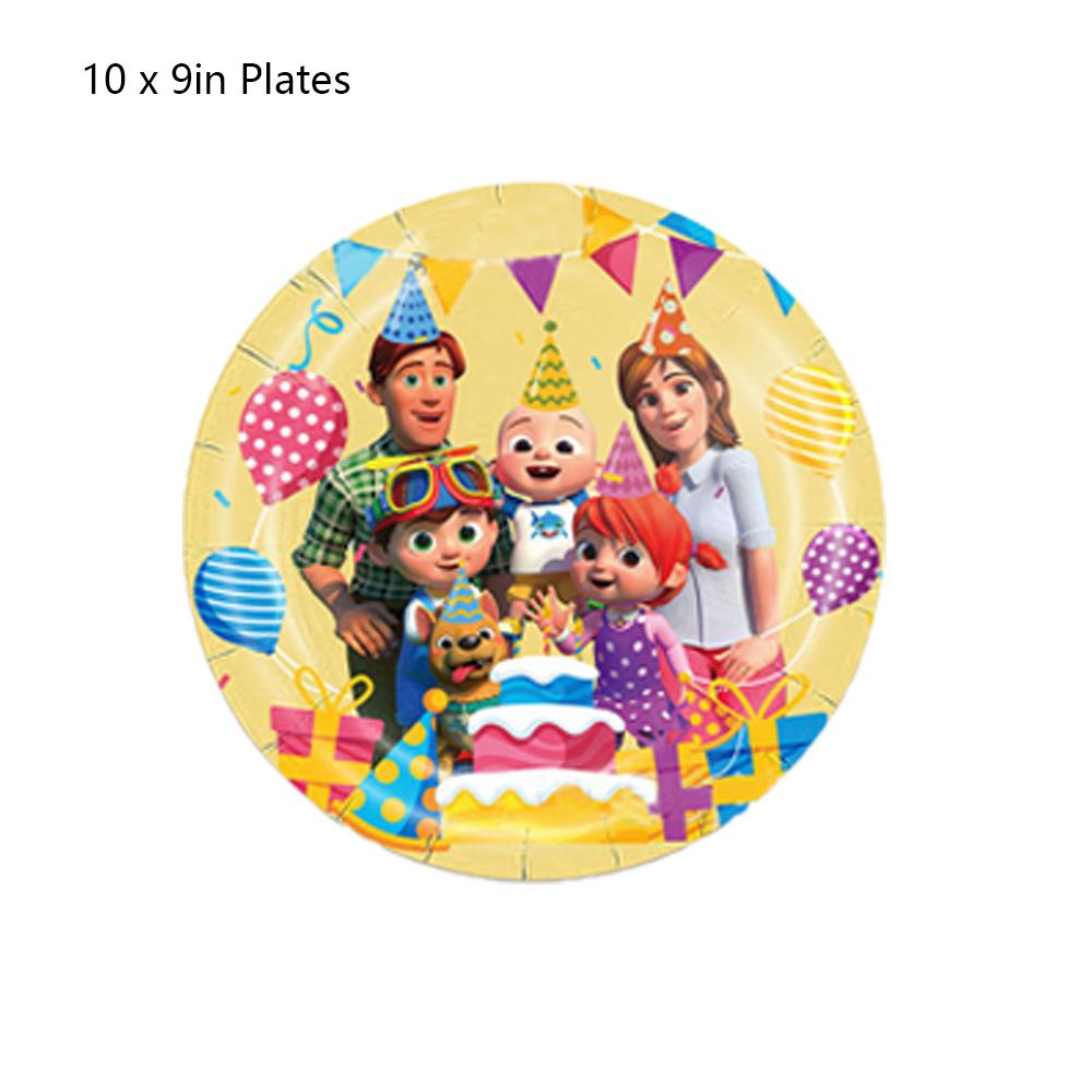 51pcs Cocomelon Party Supplies Set Include Plates, Napkins, Cups, a Tablecloth