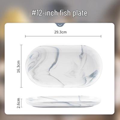 Wutuo Ceramic Misty Marble Fish Plate