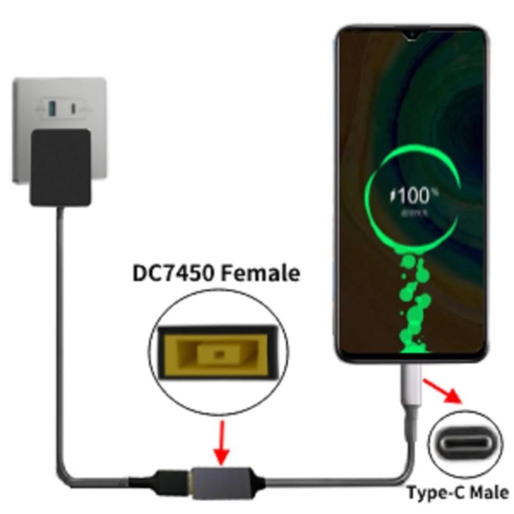 65W 100W 140W Square DC Plug to USB Type-C PD Converter Cable DC Input to USB-C PD Fast Charging Adapter For Lenovo Laptop Power Supply Cord