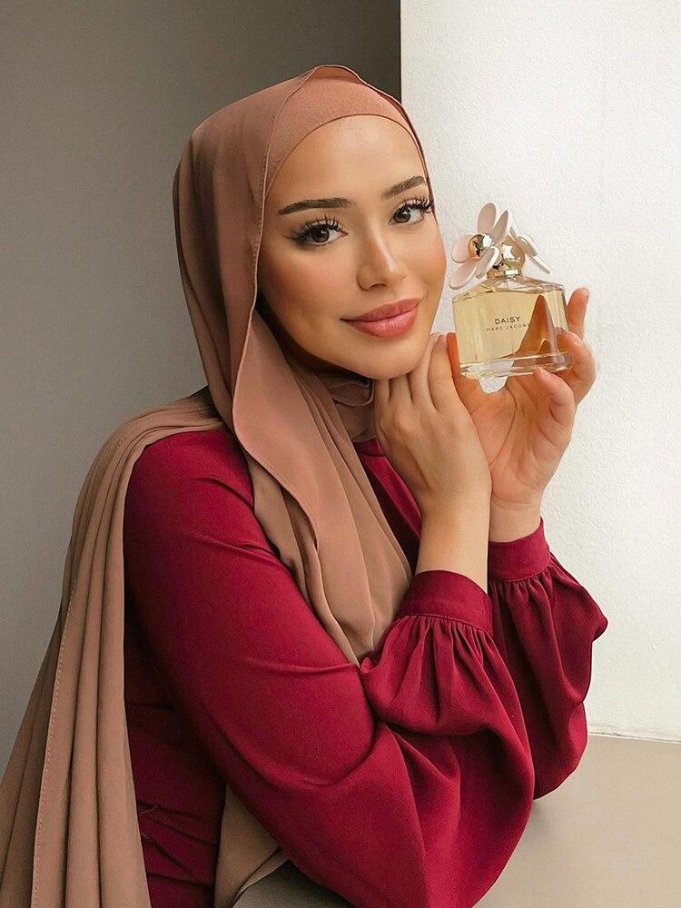 Hijab Scialli Sciarpe Musulmane da Donna in Chiffon, Hijab in Jersey di Cotone Modal Lisci Morbidi per Donna, Copricapi Musulmani in Voile 70*180cm Islamici