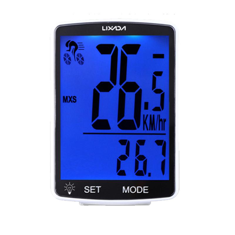 LIXADA Wireless Bike Computer Multi Functional LCD Screen Bicycle Computer Mountain Bike Speedometer Odometer IPX6 Waterproof