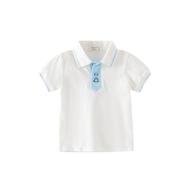 Polo Shirt Children's Half Sleeve Tops Patchwork Lapel T-shirt