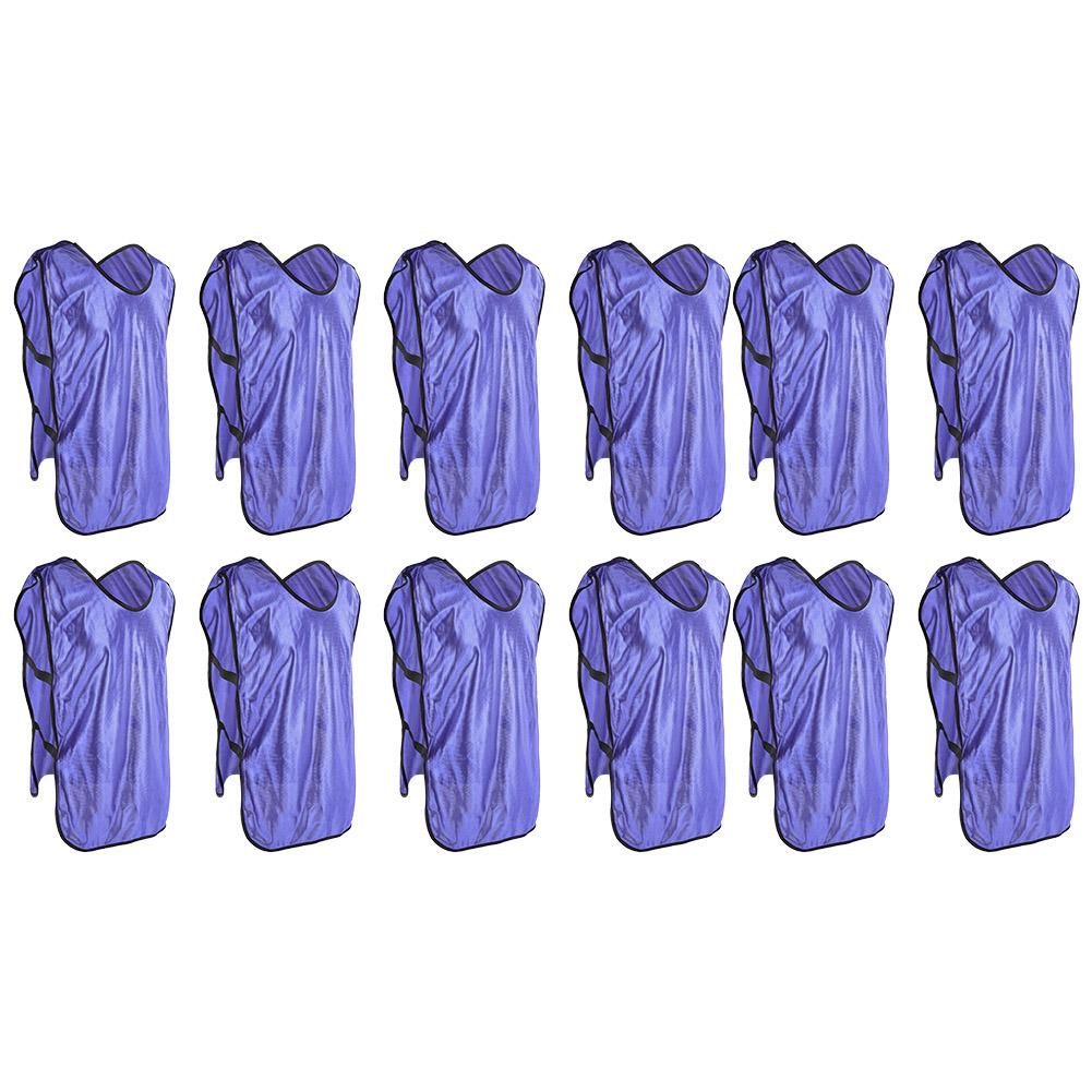 12pcs Purple Adult Training Vest Nylon Team Practice Pinnies Free Size for Football Basketball Fitness