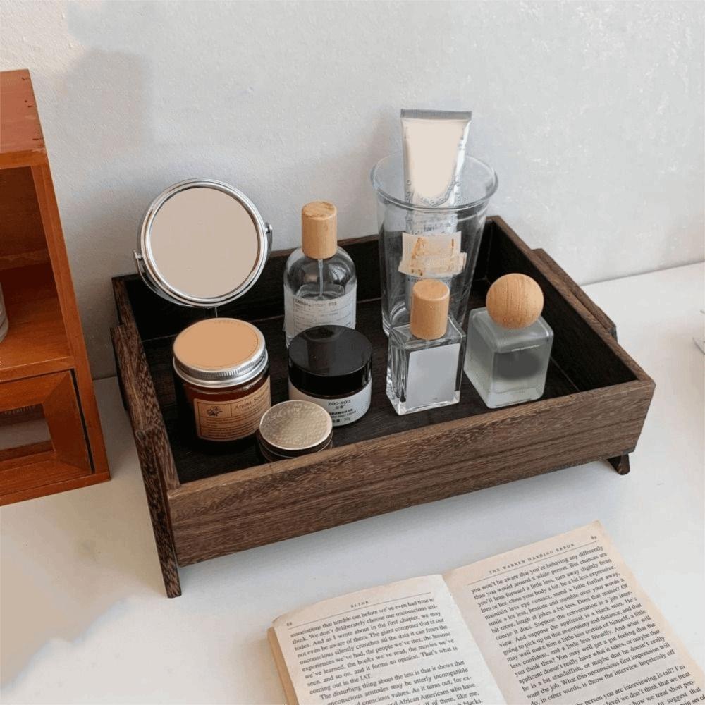 Holz-Aromatherapie-Parfümtablett Rechteckiger Schlüsselhalter Retro Schmuckaufbewahrungstablett Schminkaufbewahrung