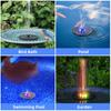 Solarbrunnen, 4 W, Vogelbad-Springbrunnenpumpe, verbesserter Springbrunnen mit Glasplatte und farbigen LED-Leuchten, 7 Düsen und 4 Halterungen