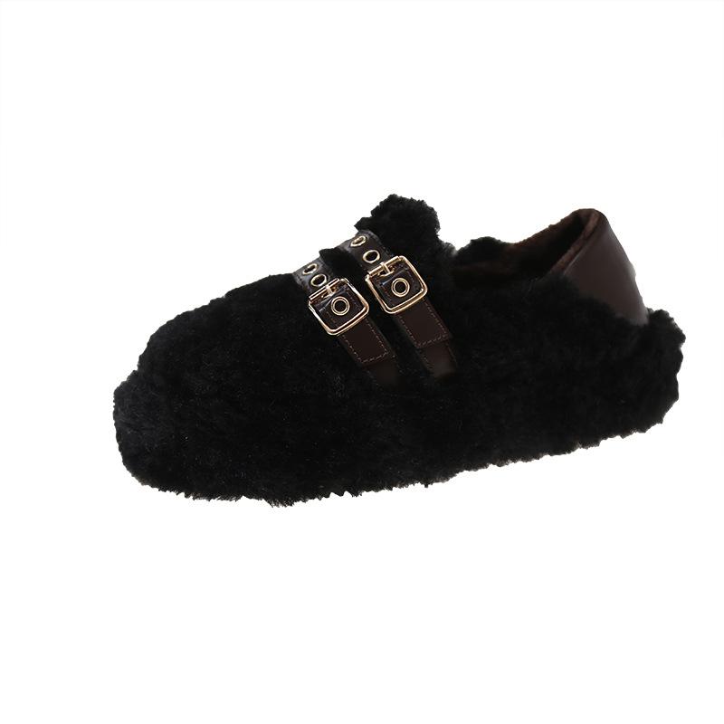 Super Fire French Platform One-pedal Mary Jane Mao Mao Shoes Children Wear 2025 New Doudou Shoes Cotton Shoes In Autumn and Winter