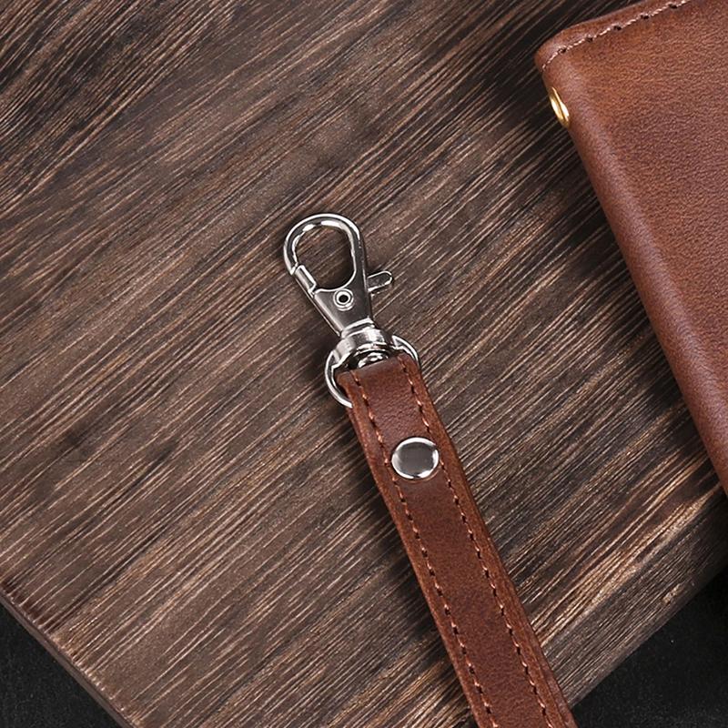 Cowhide Flat Fine Grained Mobile Phone Case Hanging Rope Wrist Strap Universal Wrist Strap Solid Color Leather Metal Keychain