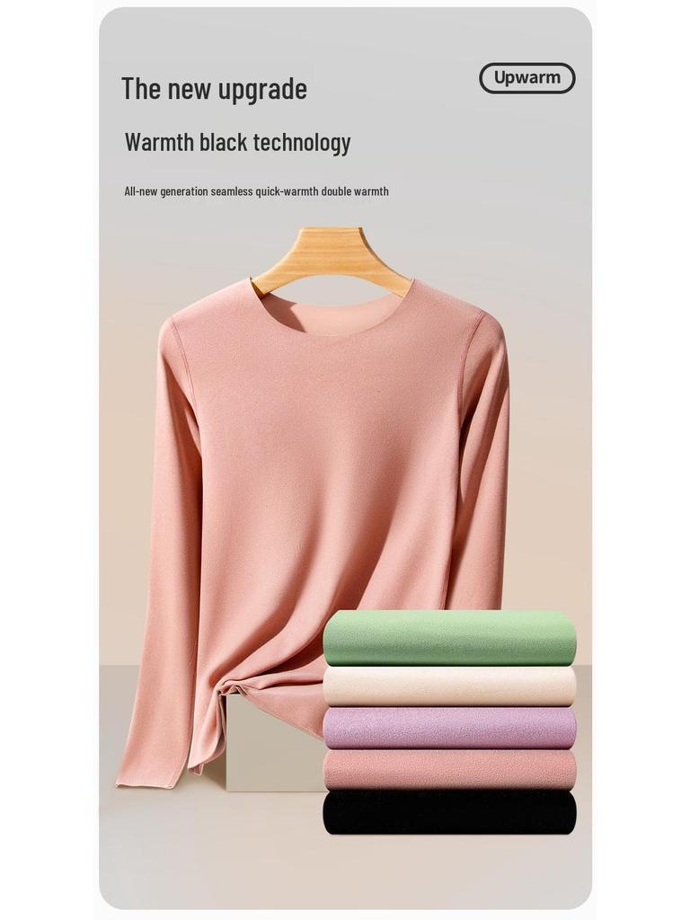 Velvet Women's Seamless Thermal Fleece-Lined Underwear Set for Autumn Winter