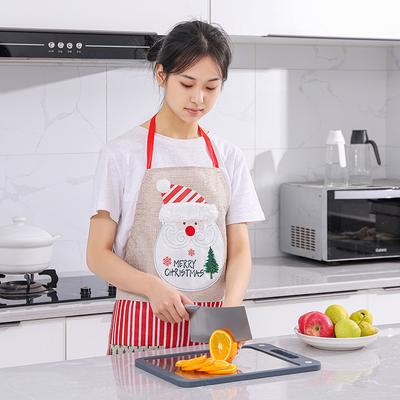 Santa Linen Apron Creative Kitchen Cleaning Sleeveless Apron Smock