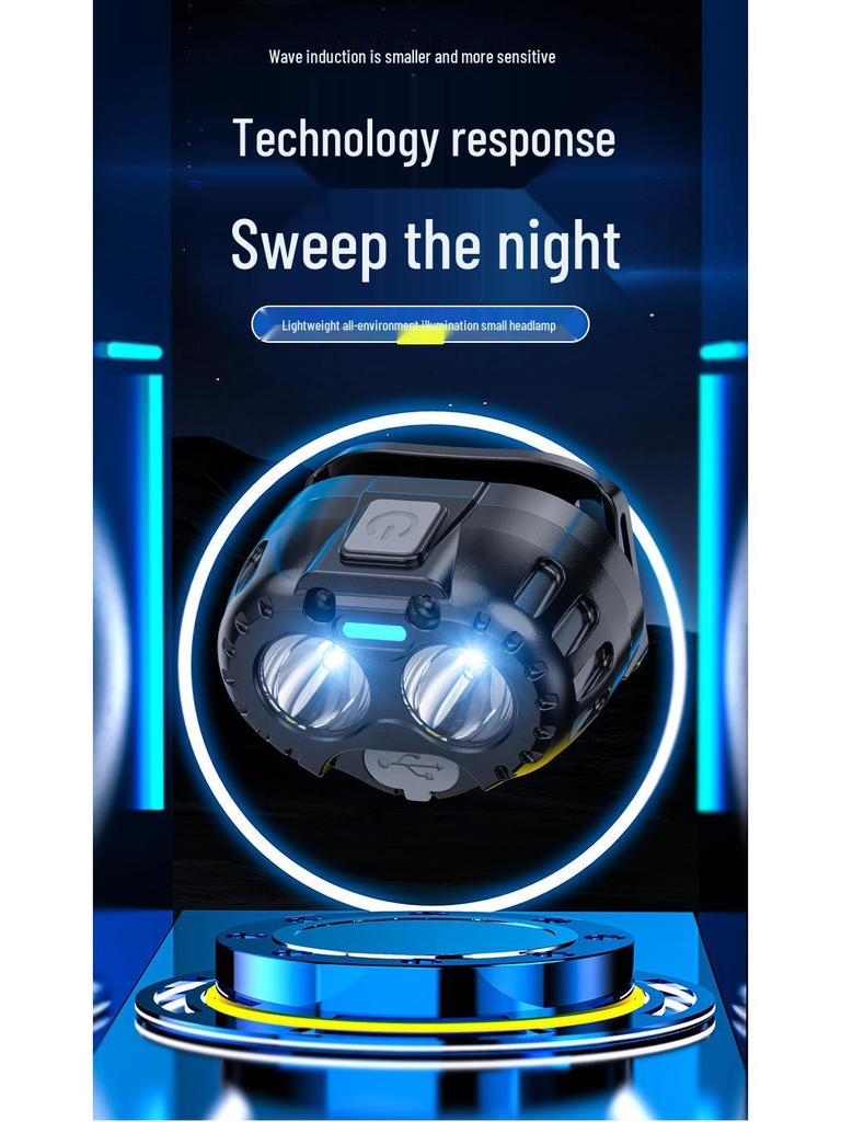 Ultra-Bright LED Induction Headlamp - Long Battery Life, Rechargeable, Perfect for Outdoor Fishing and Mining