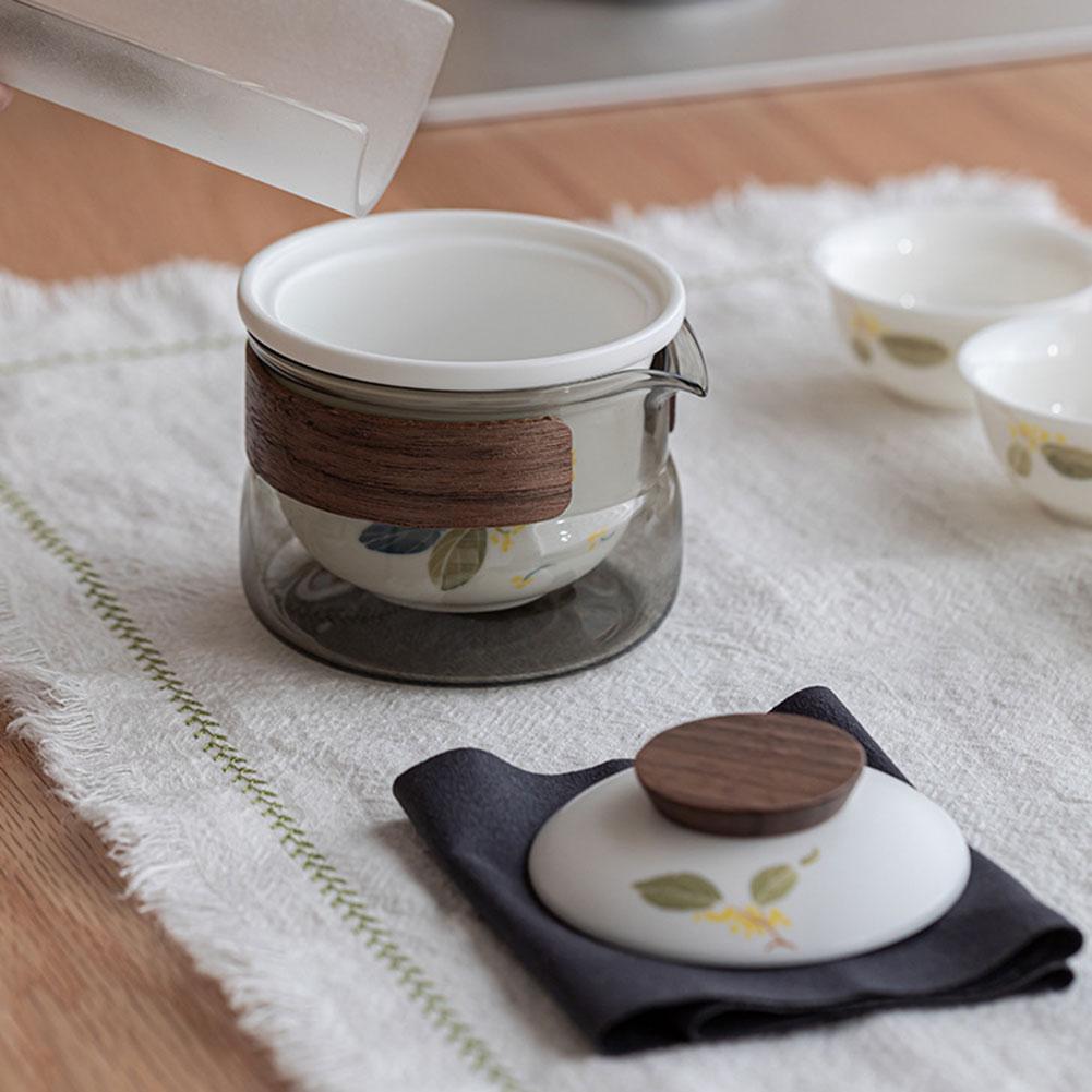 

Ceramic Pot With 3 Cups Vintage Hand-made Teacups For Brew Loose Oolong/Puerh Tea China Mainland