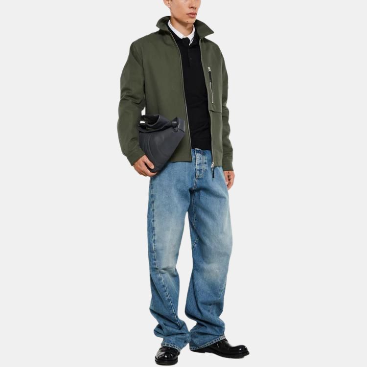 STONE ISLAND Solid Color Badge Chest Pocket Zip Collar Long Sleeve Jacket Men Jacket Green 811511103-V0059