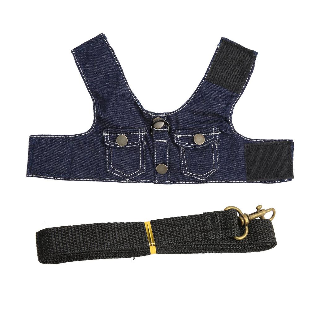 Hunde-Jeansjackengeschirr, weiches, bequemes, atmungsaktives Hunde-Jeanswestengeschirr mit Nylonleine für Haustiere