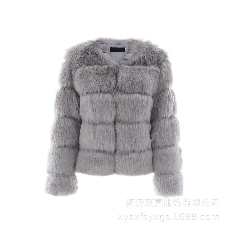 Fur new fashion fox fur imitation fur coat women's Korean version warm slim fur coat