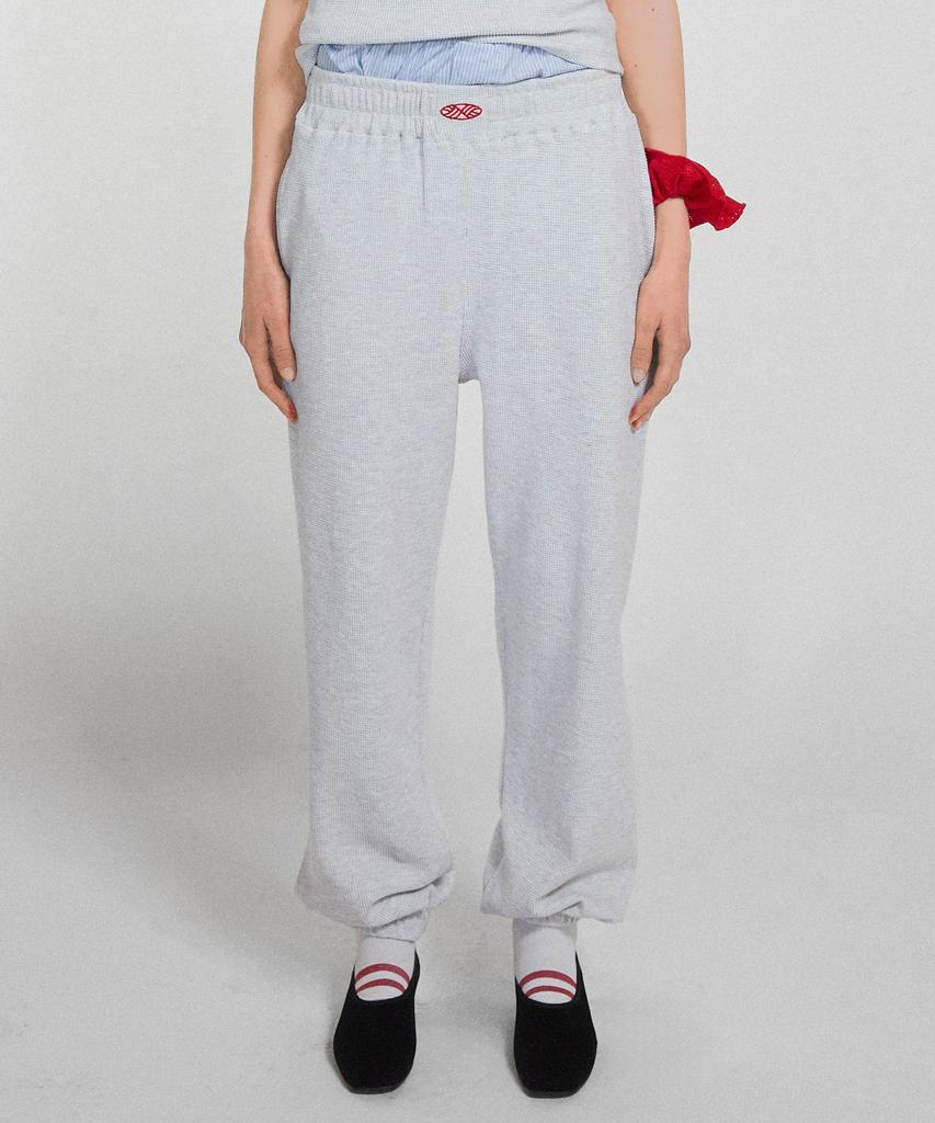 Minasu Track Logo Waffle Jogger Pants_White Melange