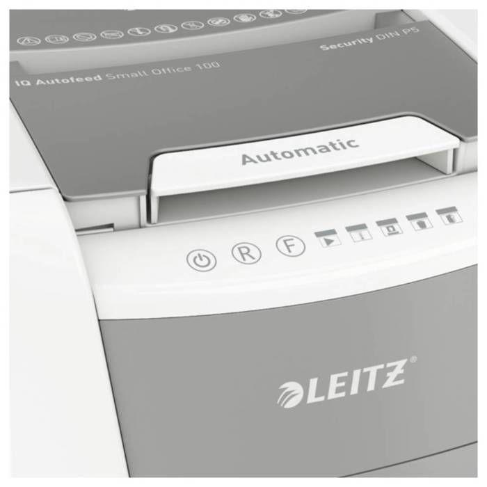 Destructeur de documents Leitz IQ Autofeed Small Office 100 P5 100 feuille(s) micro-découpage 2 x 15 mm P-5 34 l Détrui