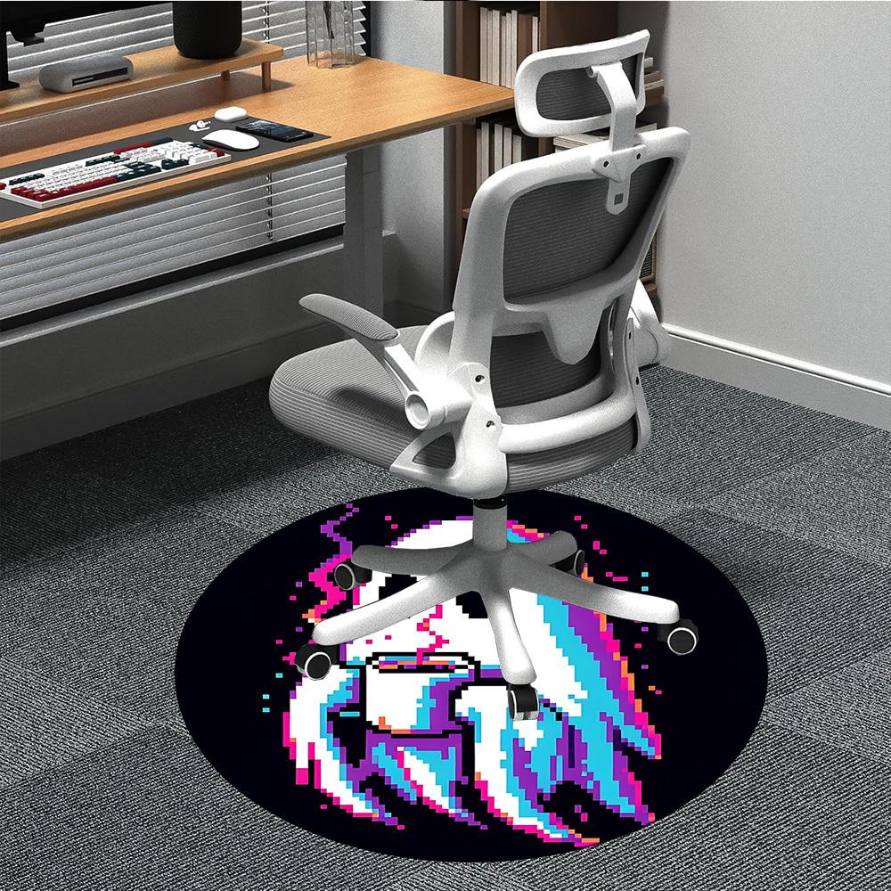 1pc Ghost Pixel Office Round Area Rug, Under Office Chairs Bedroom Living Room Home Decor, Room Deco, Available In Various Sizes